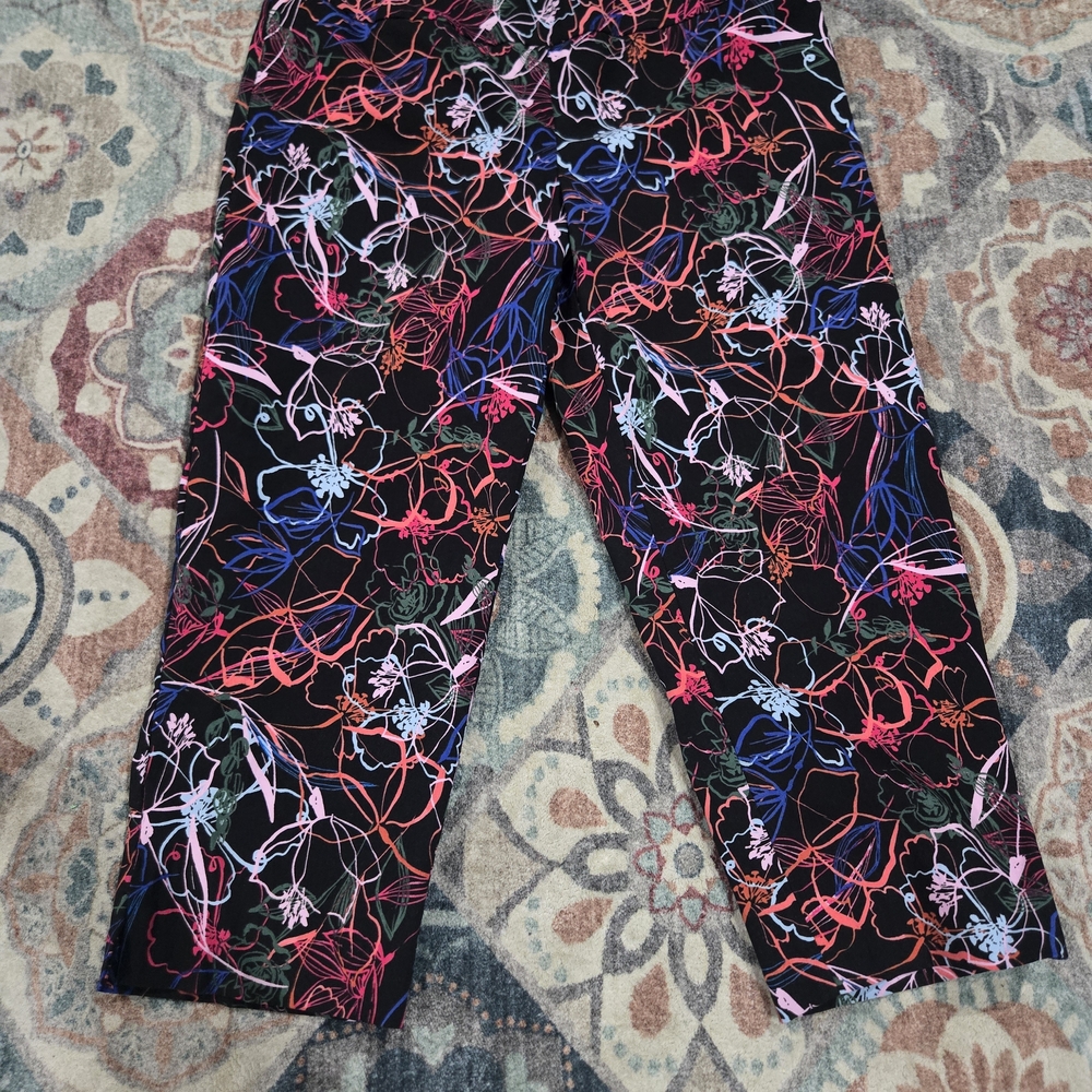 Zac & Rachel Colorful Abstract Scribble Capri Pants 12